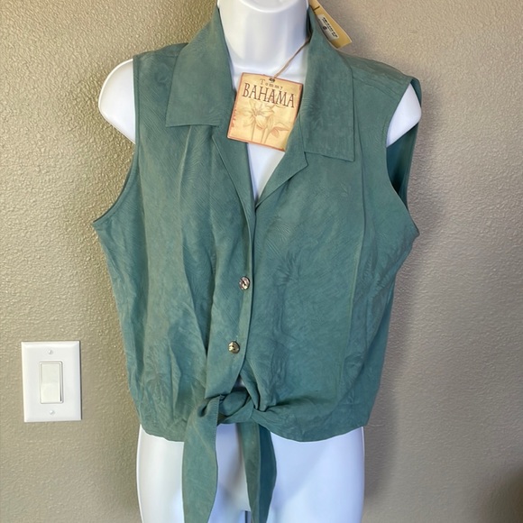 NWT Tommy Bahama sleeveless shirt, Monaco, palms, Tie top, color-ocean  size L - Picture 1 of 11